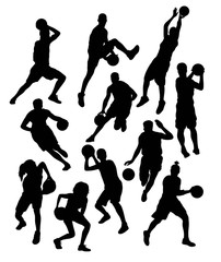 Basketball Activity and Action Silhouettes, art vector design