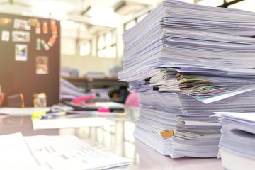 Stacks of paper in the office.