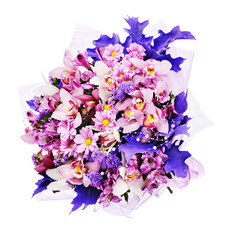 Colorful flower bouquet isolated on white background. Closeup.