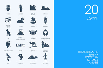 Set of BLUE HAMSTER Library Egypt icons