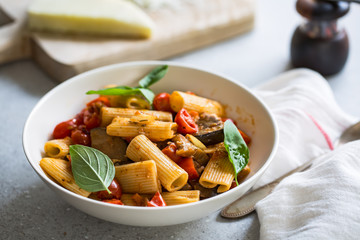 Rigatoni with Aubergine and Tomato
