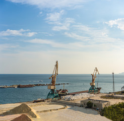 Cargo sea port of Yalta. Crimea, Russia