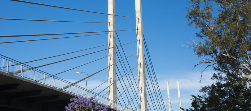 View of the Eleanor Schonell Bridge in Brisbane, Queensland during the afternoon.