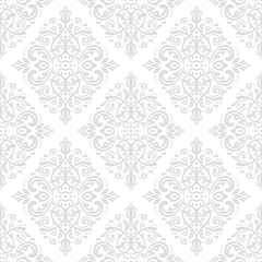 Damask vector classic light silver pattern. Seamless abstract background with repeating elements