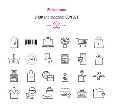 Shop and shopping icon set
