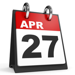 April 27. Calendar on white background.