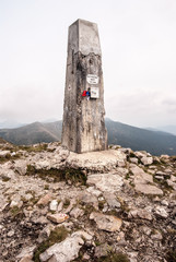column on Maly Krivan hill in Mala Fatra mountain range in Slovakia