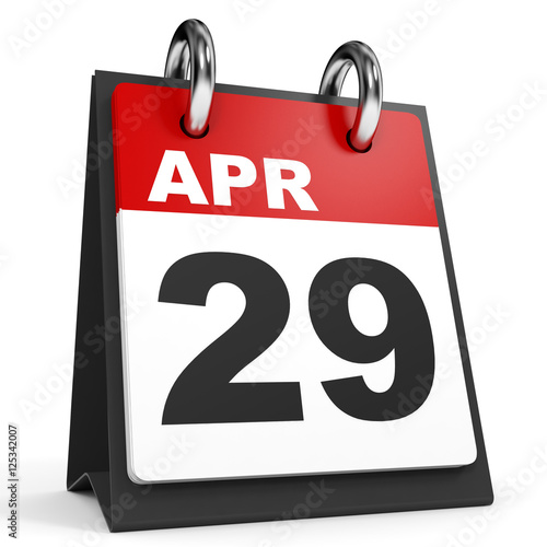 "April 29. Calendar on white background." Stock photo and royaltyfree