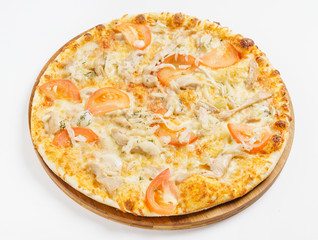 pizza on the white