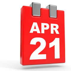 Fototapeta premium April 21. Calendar on white background.