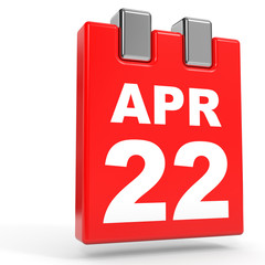 April 22. Calendar on white background.