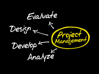 Project Management flow chart mind map, business concept