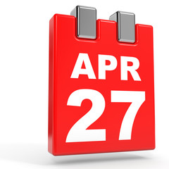 Fototapeta premium April 27. Calendar on white background.