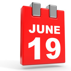 June 19. Calendar on white background.
