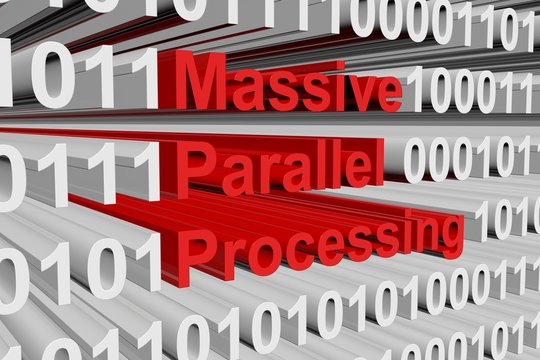 massive parallel processing in the form of binary code, 3D illustration