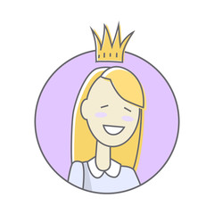Girl in Crown Avatar Userpic Isolated on White