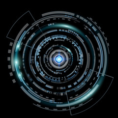 Digital datas on hologram screen on blue background