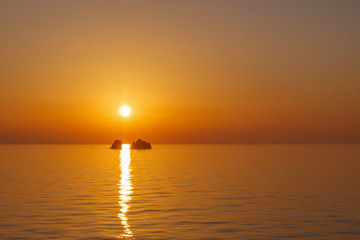 sunset in Aegean sea at Paros