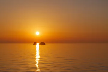 Papier Peint photo Mer / coucher de soleil sunset in Aegean sea at Paros