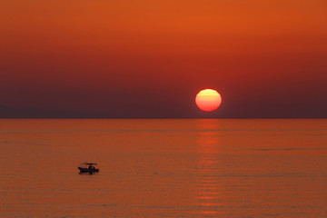 view on Aegean sea at sunset