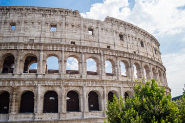 Fototapeta na wymiar The Colosseum or Coliseum, also known as the Flavian Amphitheatre in Rome, Italy