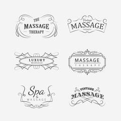 Set vintage massage spa therapy logo vector illustration