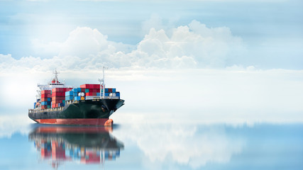 Fototapeta Logistics and transportation of International Container Cargo ship in the ocean, Freight Transportation, Shipping obraz