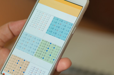 exams answer, quiz on smartphone with multiple-choice questions,