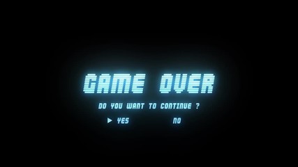 GAME OVER DO YOU WANT TO CONTINUE RETRO ARCADE STYLE 2