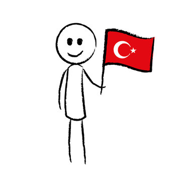 Person mit Flagge Türkei
