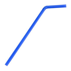 Blue straw on white background