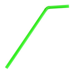 Green straw on white background