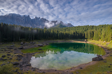 Carezza or Karersee lake in Italy