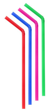 Colorful straws on white background