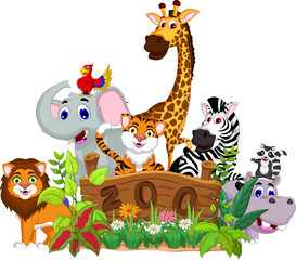 Obraz na płótnie Canvas zoo and the animal cartoon