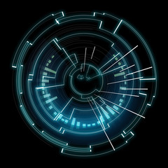 Futuristic technology wheel on a black background