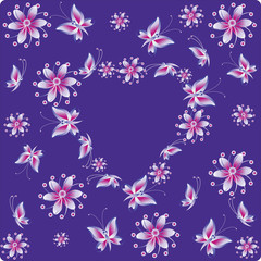 Fototapeta na wymiar Butterfly and heart pattern. Design for greeting card, poster, banner, tissues, napkins.