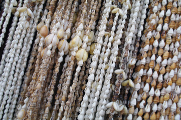 Shells as beads on the layout, texture. 