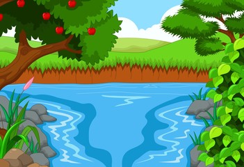 Obraz na płótnie Canvas beauty river with landscape view background