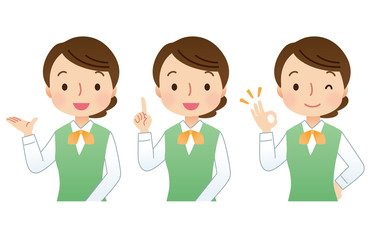 女性　表情　セット　OL　店員