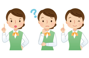 女性　表情　セット　OL　店員