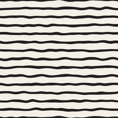Vector Seamless Black and White Hand Drawn Stripes Pattern