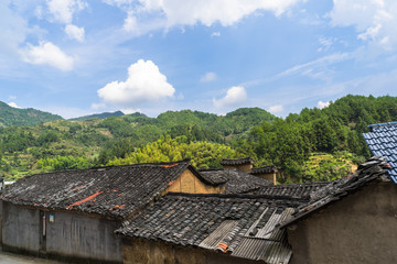 Fototapeta na wymiar roofs of Chinese old Village houses.