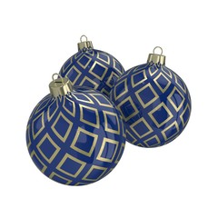 Blue and gold decorative Christmas balls. Isolated New Year image.