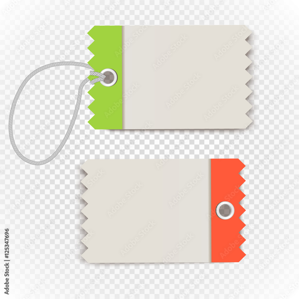 Poster checkered shopping tag with rope on transparent background. retr