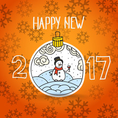 Christmas greeting card template. Merry Christmas and Happy New