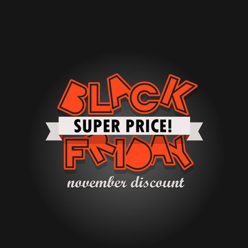 Black Friday sale logo design template. Black Friday super price