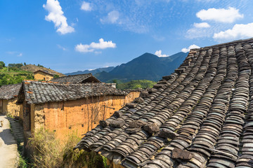 Fototapeta na wymiar roofs of Chinese old Village houses.