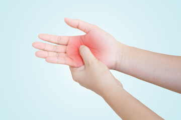 Hands of men or women Injury on the palm