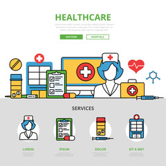 Linear flat Healthcare infographics template vector